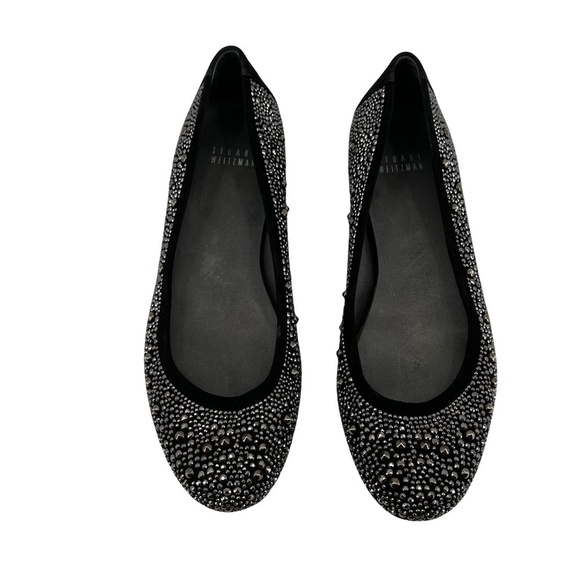Stuart Weitzman Black Nubead Studded Ballet Flats Size 8 Women’s - Picture 3 of 7